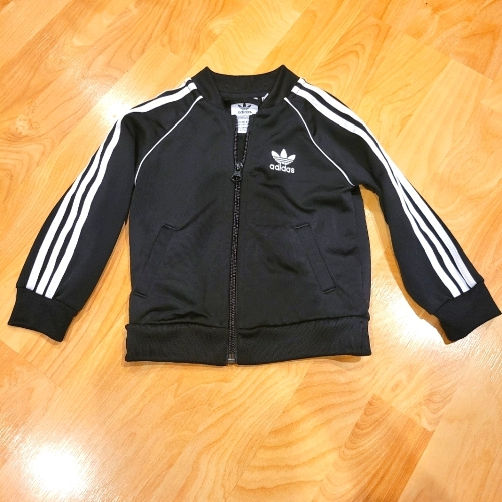 Adidas Black Baby Track Zip Up Jacket Size 12 months